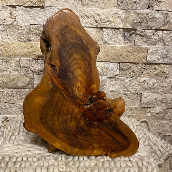 Burl Wood Bottle Cradle || Hand-Carved Root Sculptural - Picture 9 of 10